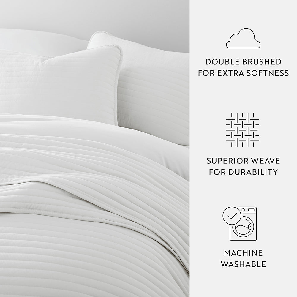 3-Piece Stripe Stitch Quilted Coverlet Set
